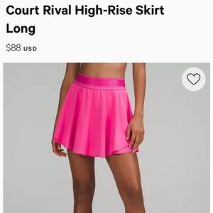 Lululemon RED Court High Rise Rival Tennis Skirt